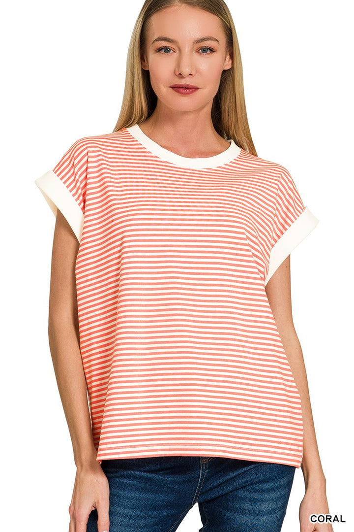 Jen Striped Contrast Top