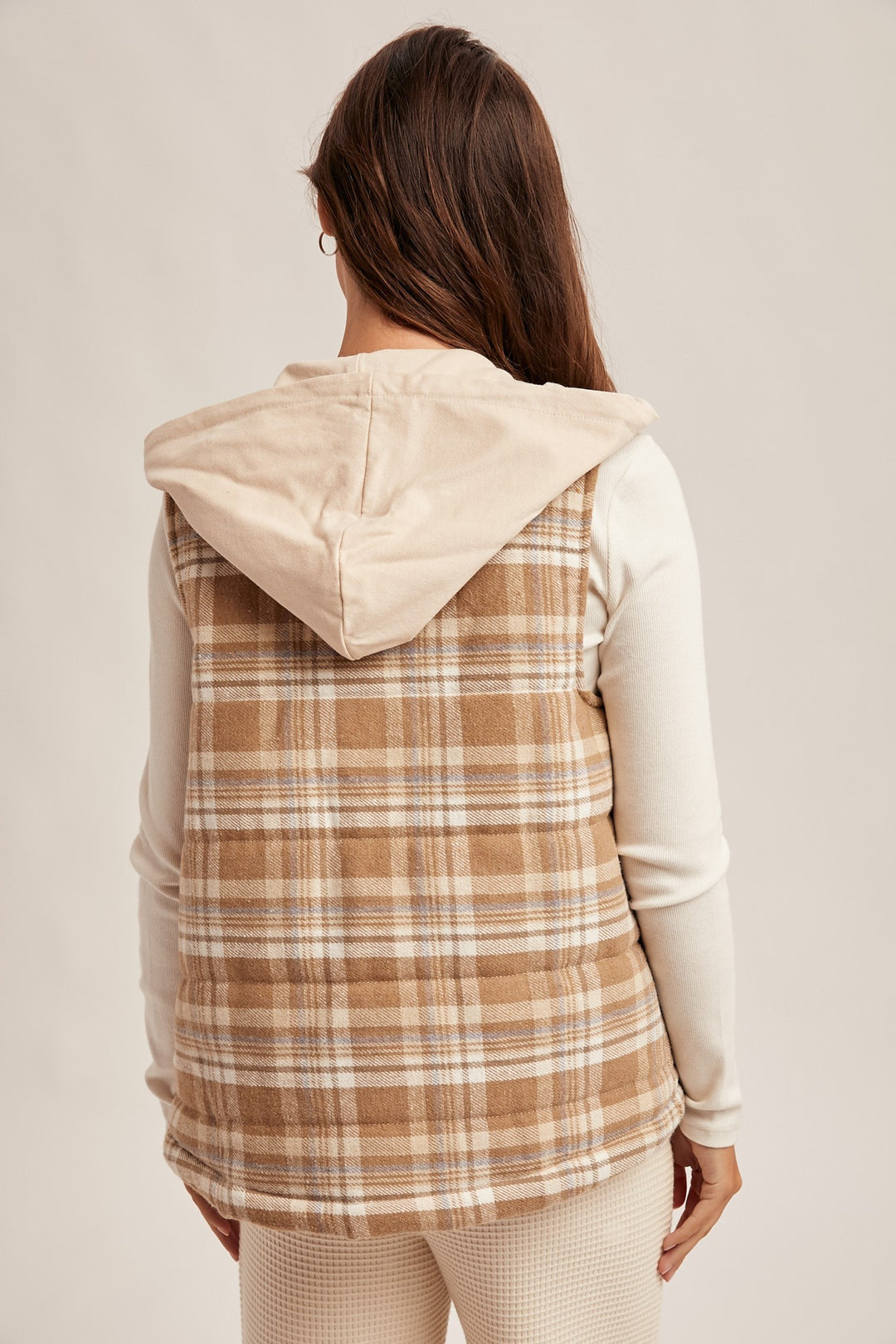 Kate Plaid Hooded Vest