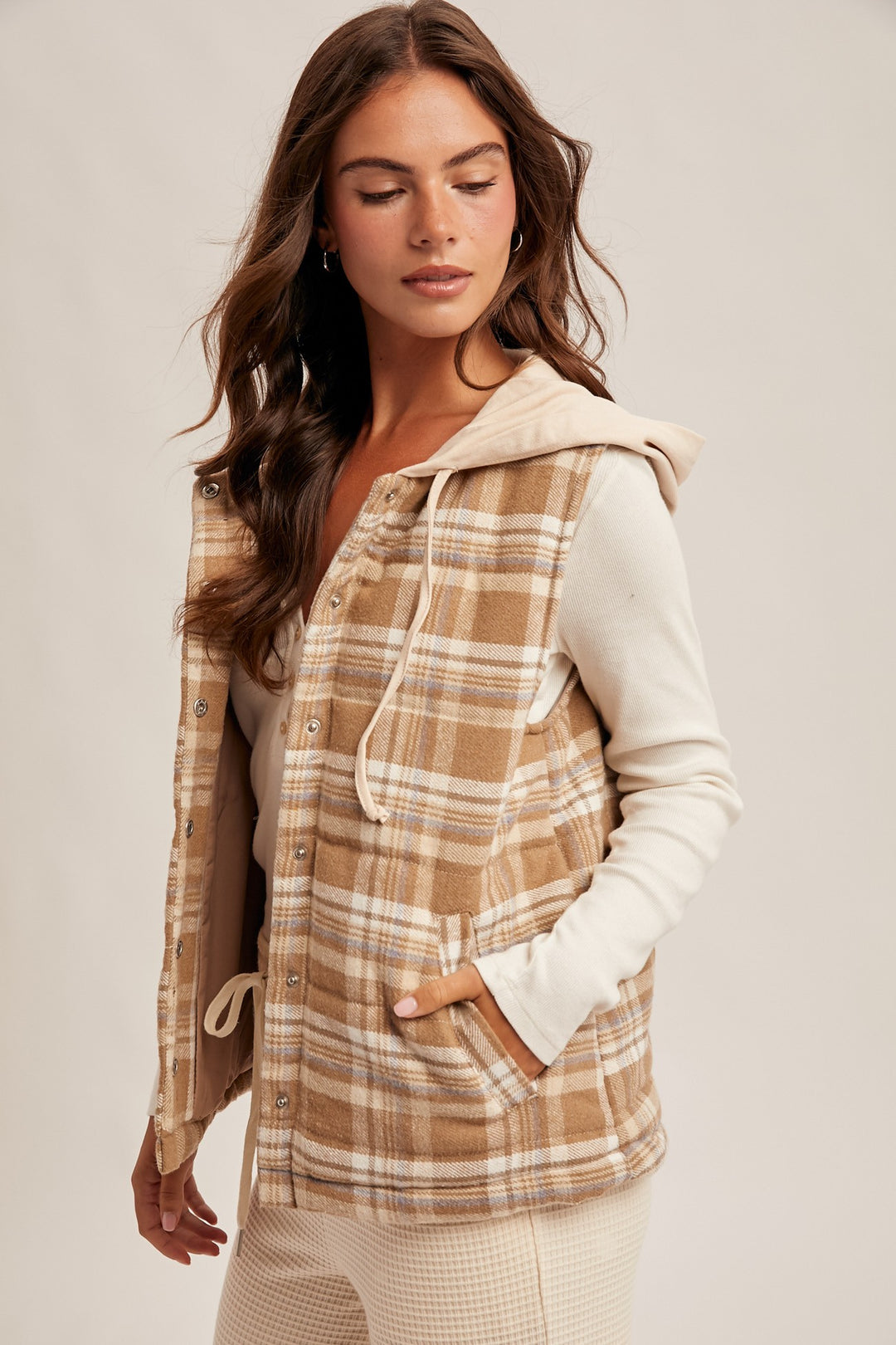 Kate Plaid Hooded Vest