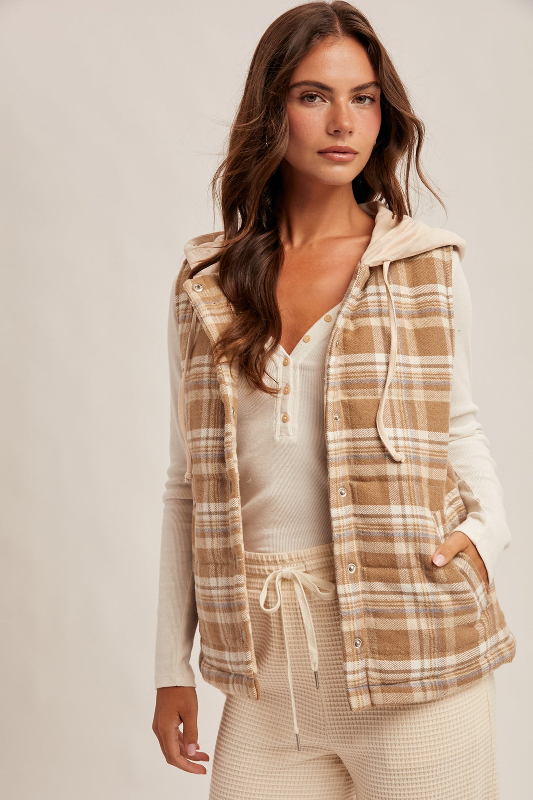 Kate Plaid Hooded Vest
