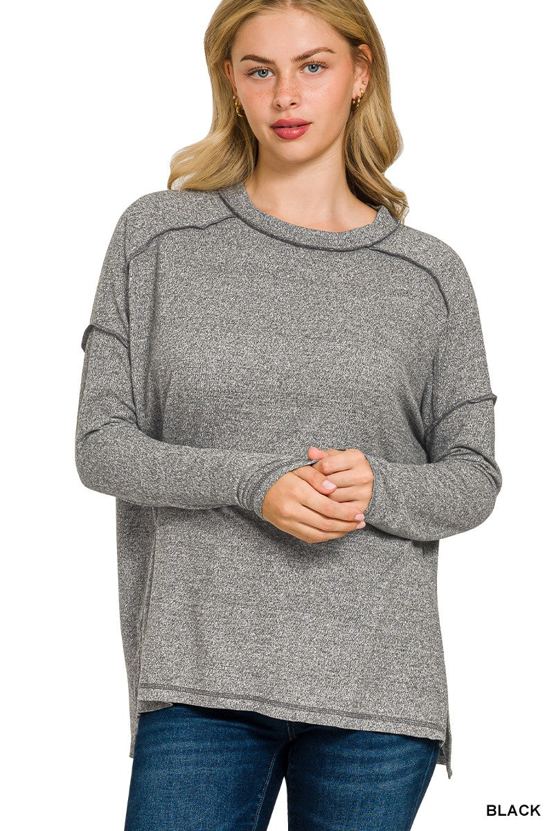 Maddie Exposed Hem Long Sleeve