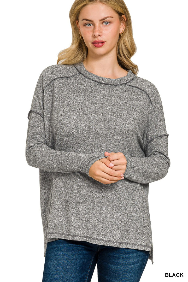 Maddie Exposed Hem Long Sleeve