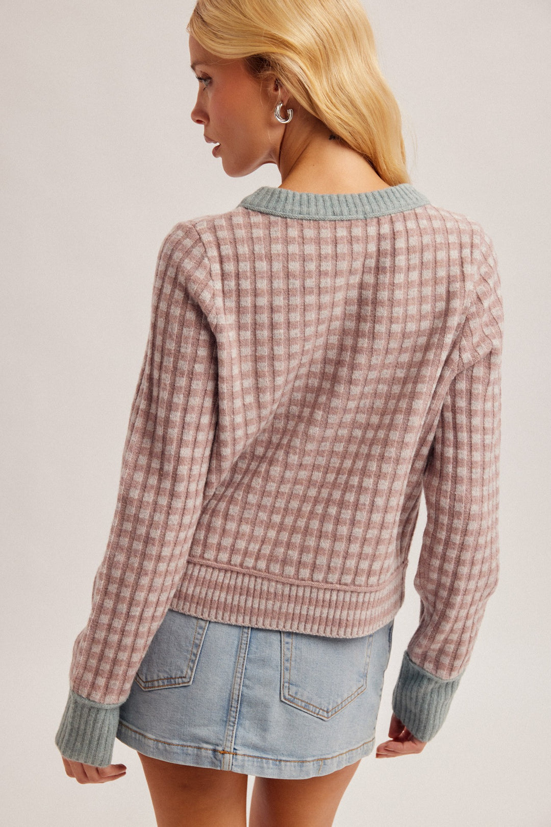 Mini Check Sweater Cardigan