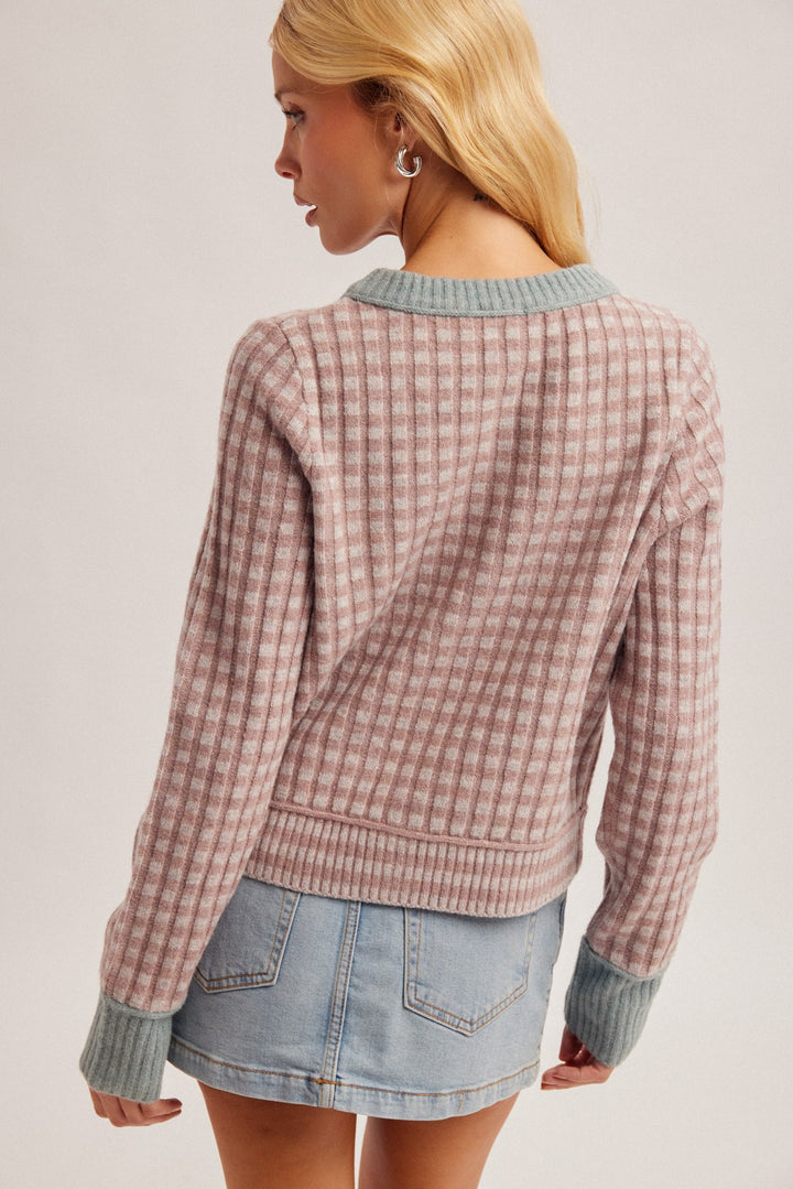 Mini Check Sweater Cardigan