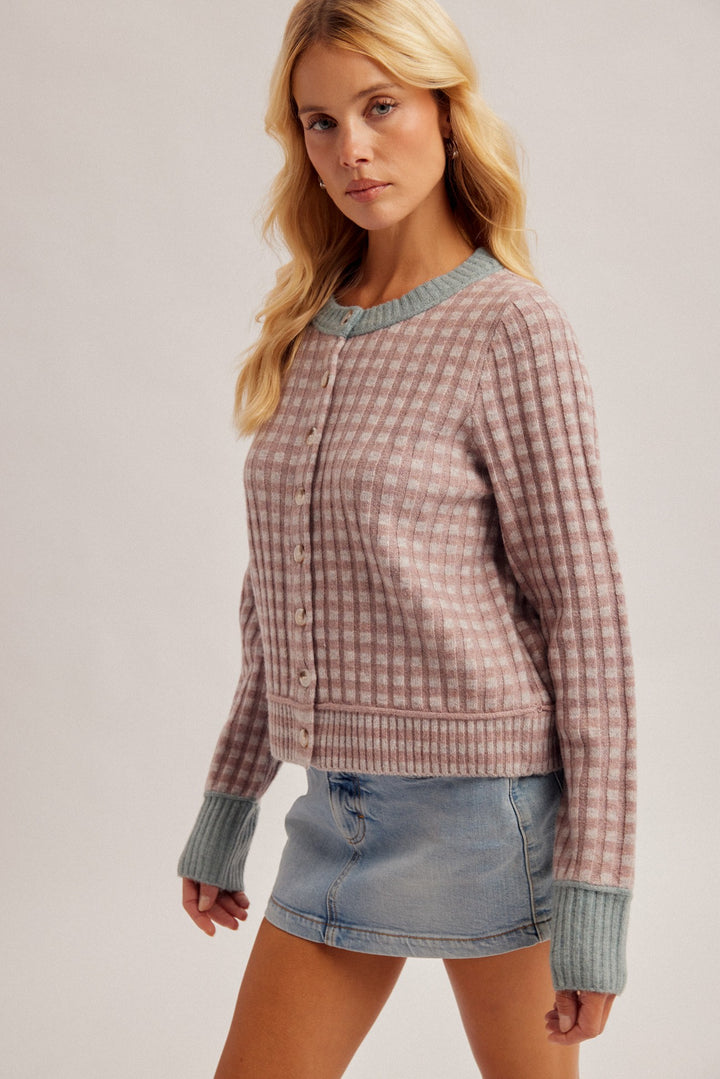 Mini Check Sweater Cardigan