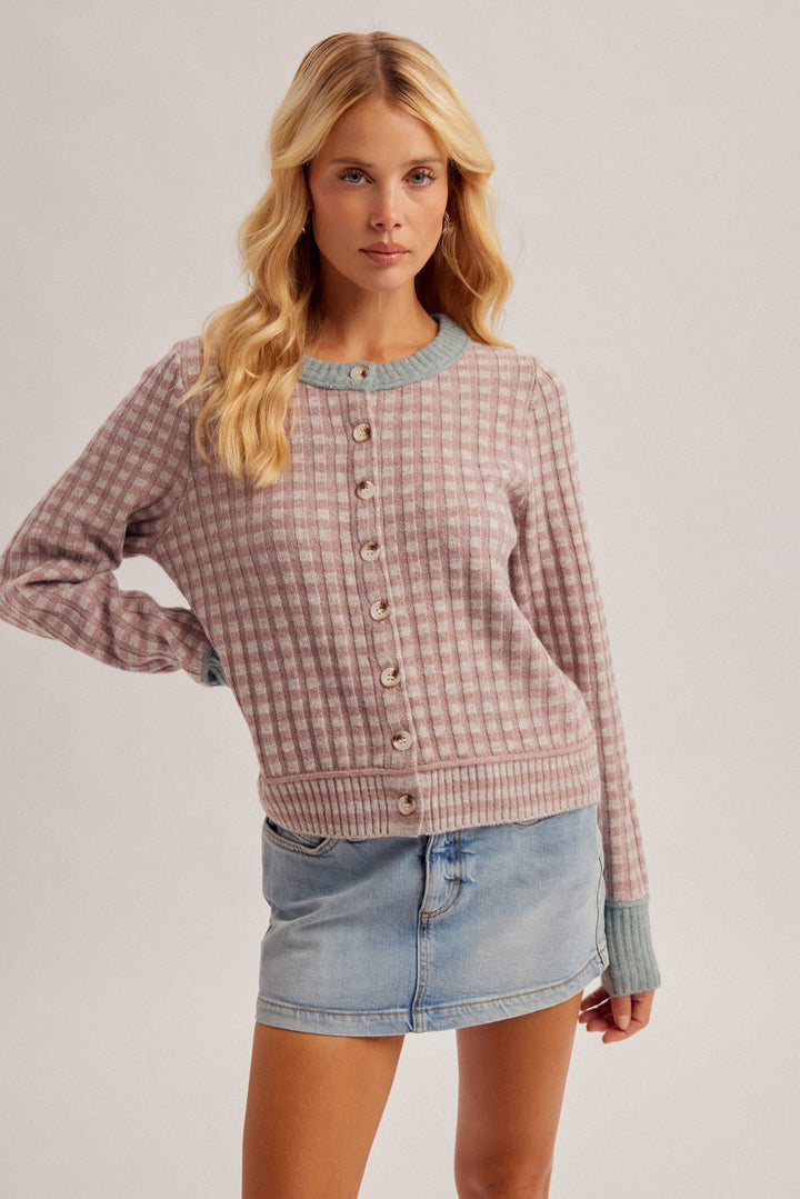 Mini Check Sweater Cardigan