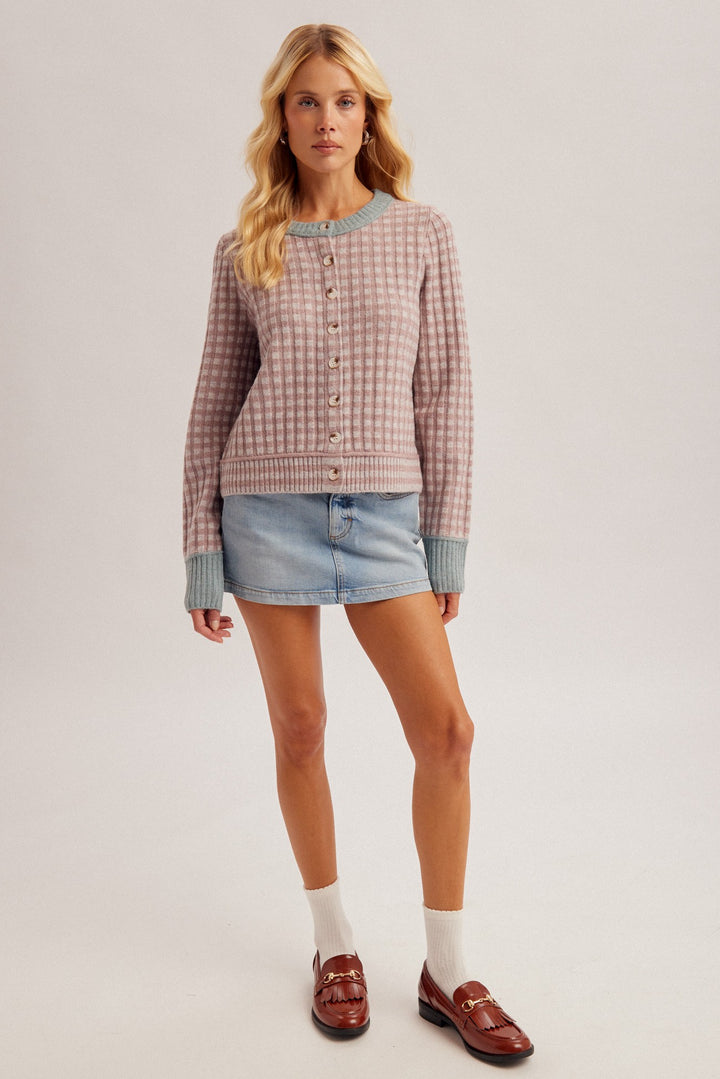 Mini Check Sweater Cardigan