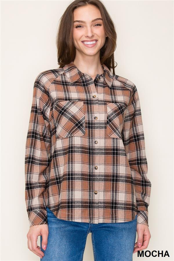 Mocha Plaid Button Down