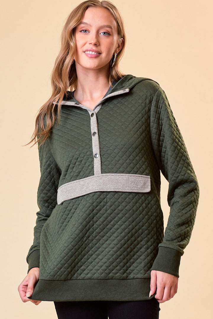 Jade Quilted Hoodie Top