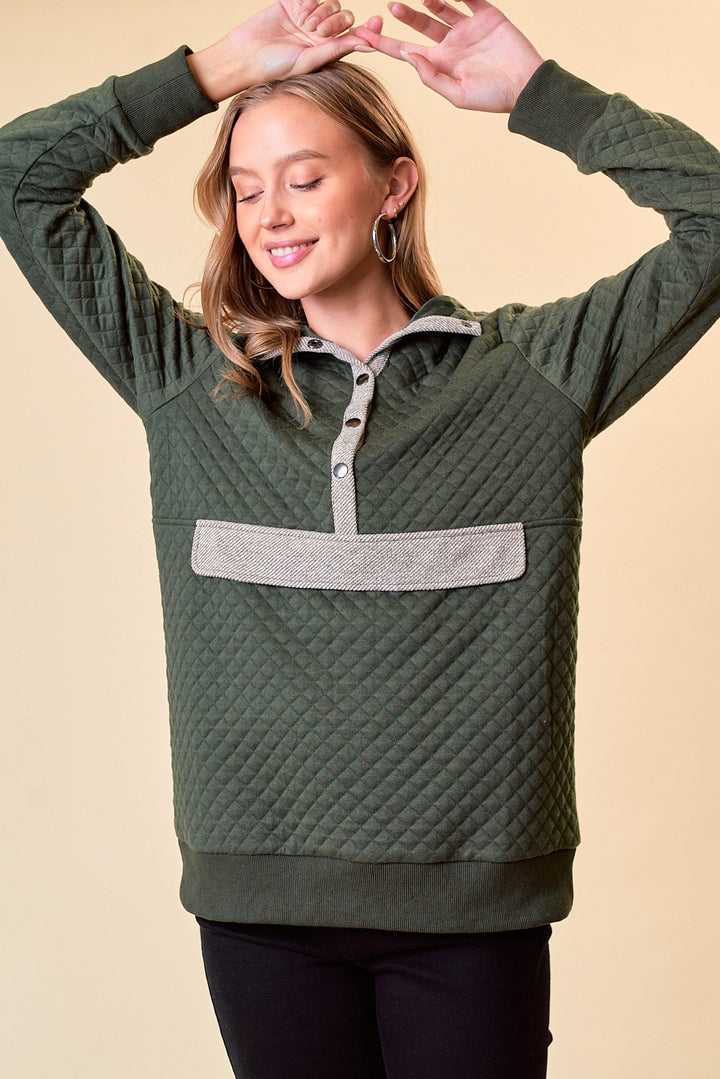 Jade Quilted Hoodie Top