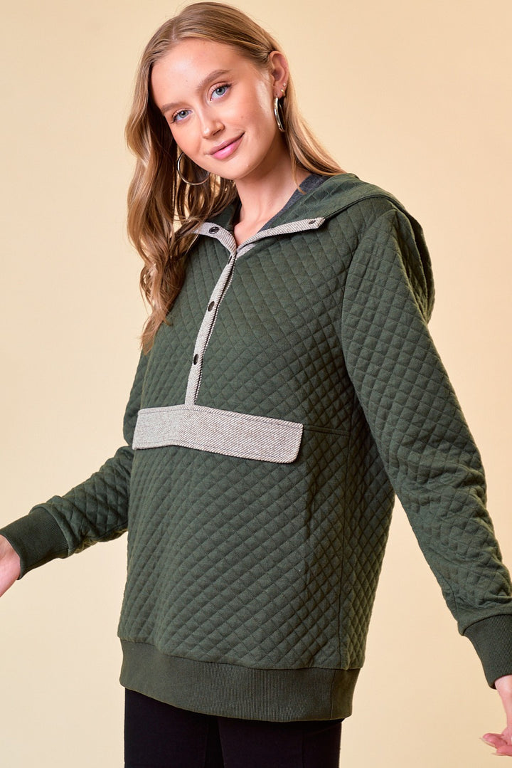 Jade Quilted Hoodie Top