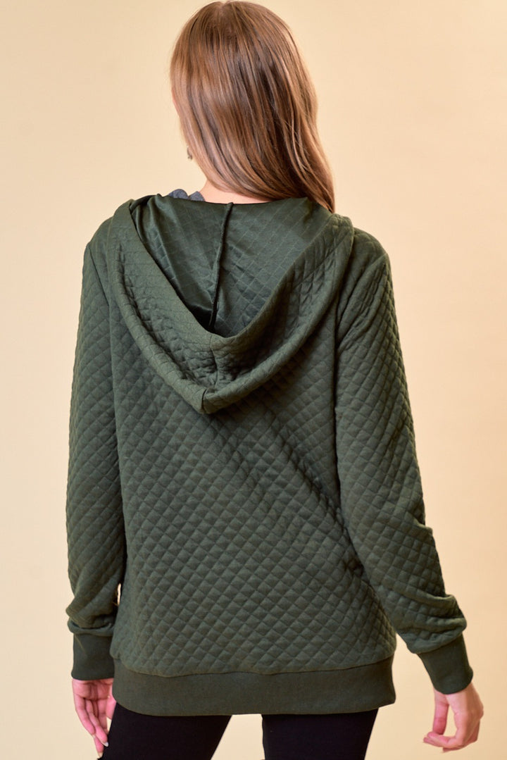 Jade Quilted Hoodie Top