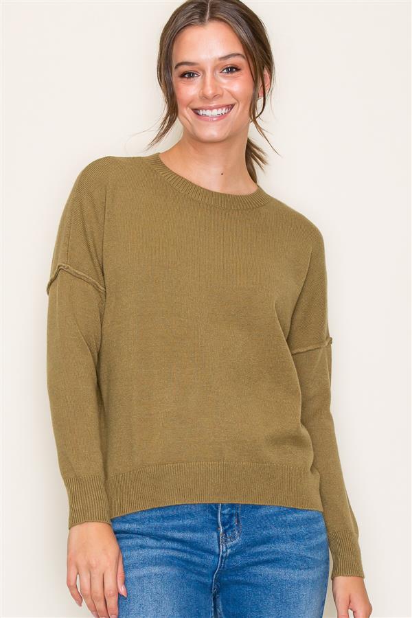 Olive Drop Shoulder Sweater