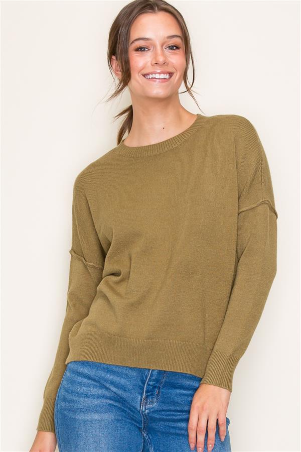 Olive Drop Shoulder Sweater