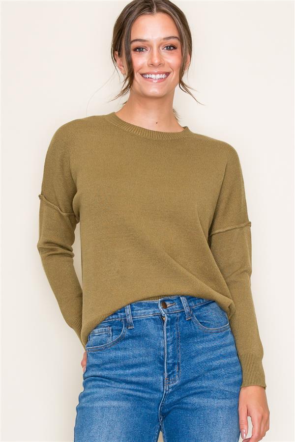 Olive Drop Shoulder Sweater