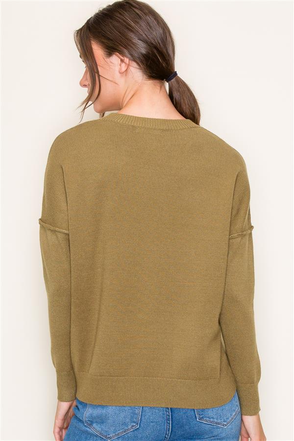 Olive Drop Shoulder Sweater