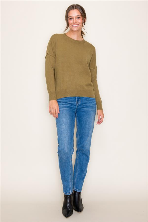 Olive Drop Shoulder Sweater