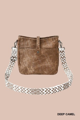 Distressed Faux Leather Crossbody Messenger Bag
