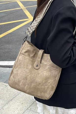 Distressed Faux Leather Crossbody Messenger Bag