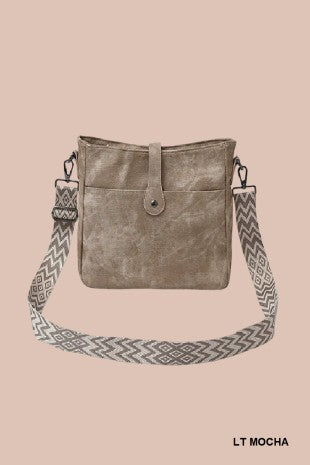 Distressed Faux Leather Crossbody Messenger Bag