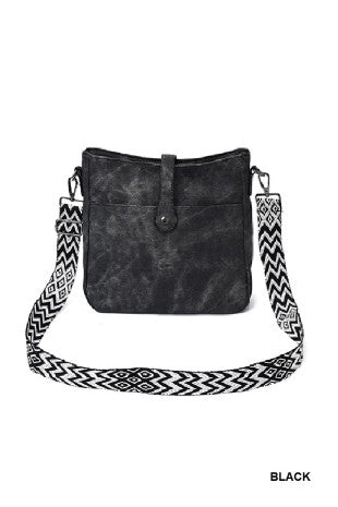 Distressed Faux Leather Crossbody Messenger Bag
