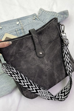 Distressed Faux Leather Crossbody Messenger Bag
