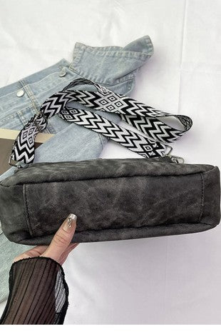 Distressed Faux Leather Crossbody Messenger Bag