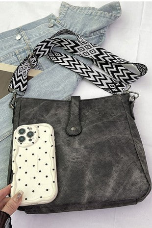 Distressed Faux Leather Crossbody Messenger Bag