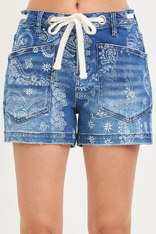 Paisley Patch Pocket Shorts