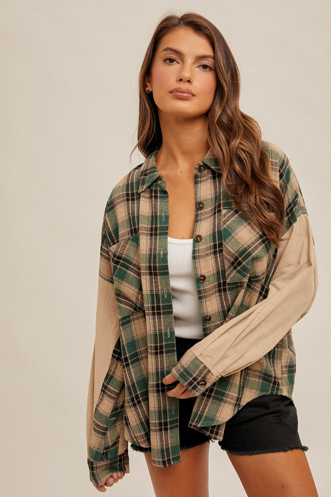 Oversized Pine Plaid Flannel Shirt