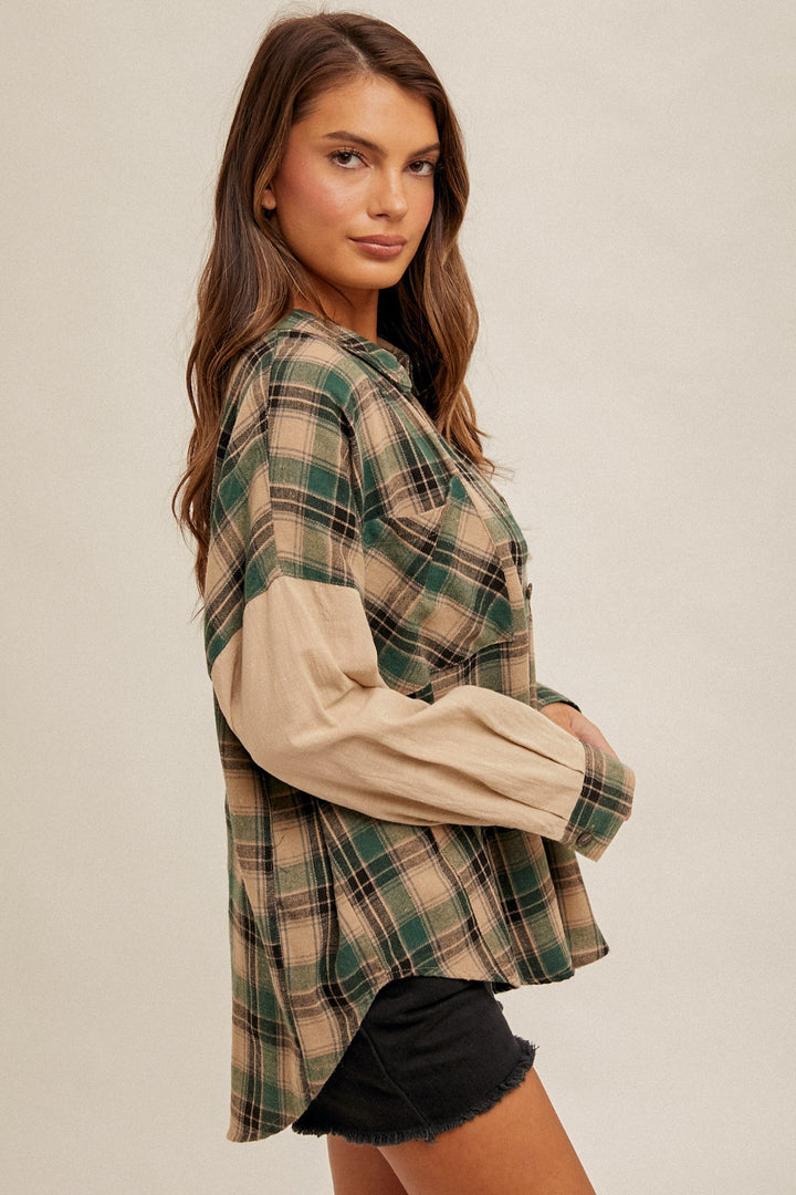 Oversized Pine Plaid Flannel Shirt