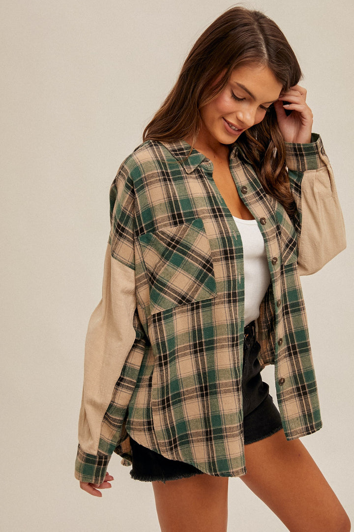 Oversized Pine Plaid Flannel Shirt