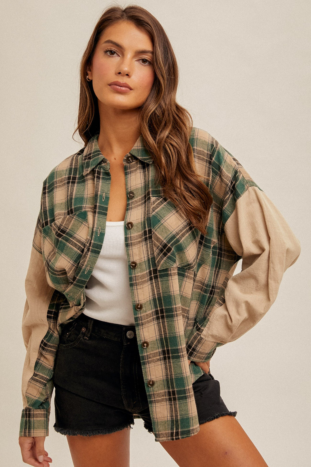 Oversized Pine Plaid Flannel Shirt