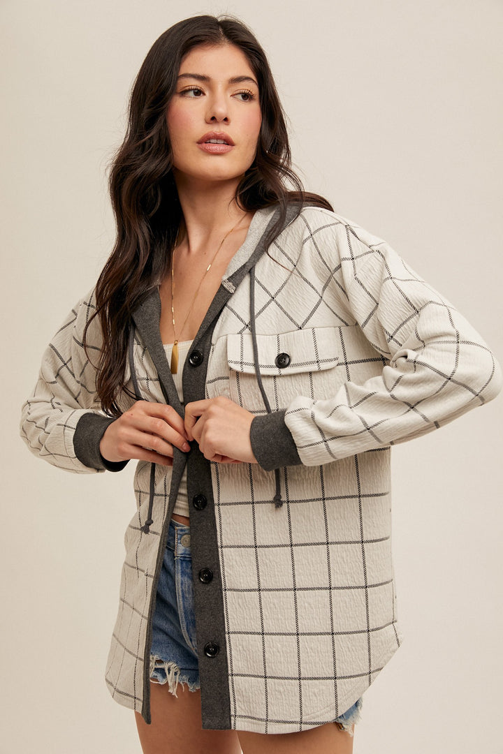 Reagan Plaid Hooded Button Up