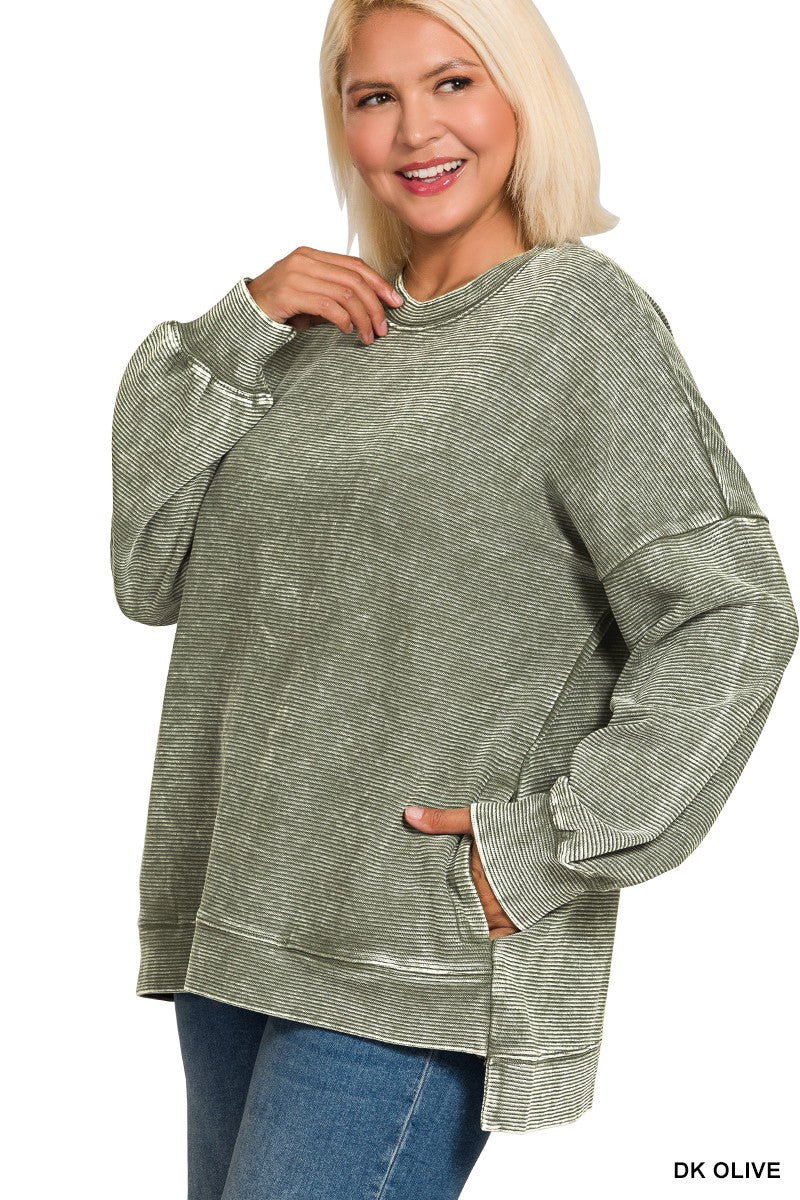 *PLUS* Double Ribbed Hi-Lo Pullover