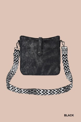 Distressed Faux Leather Crossbody Messenger Bag
