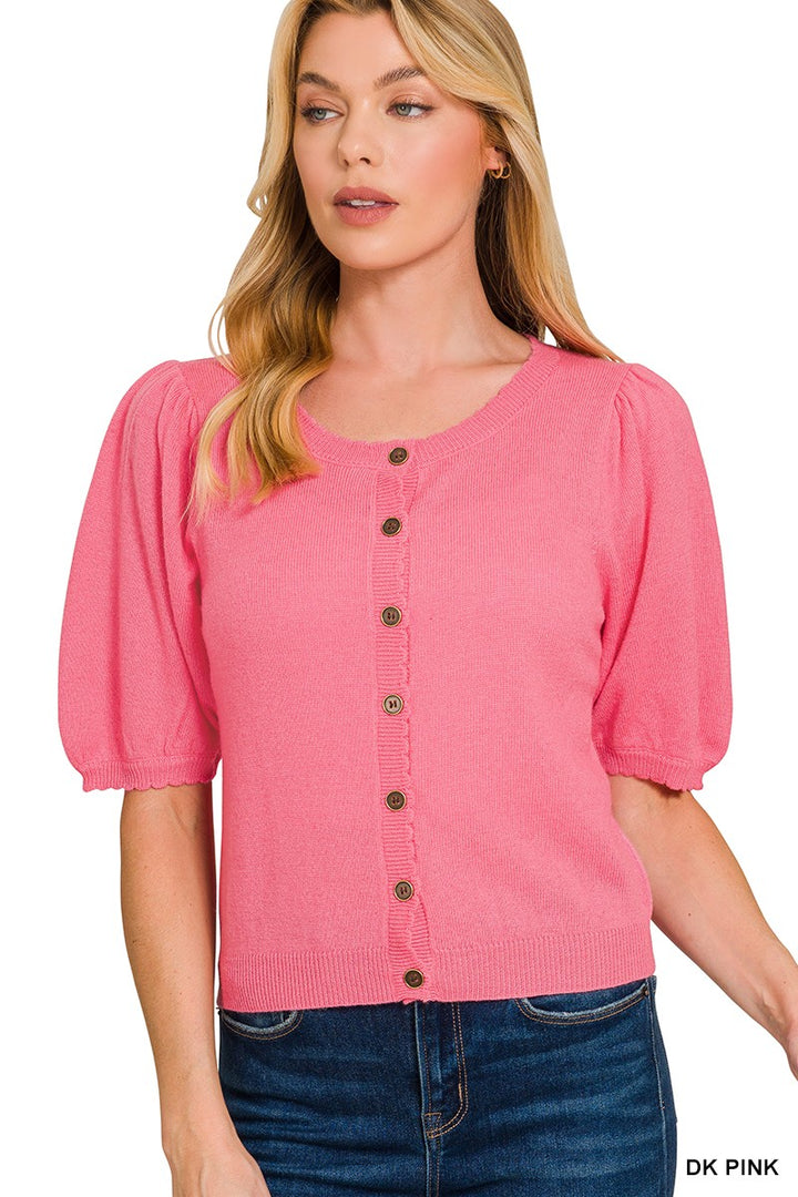 Puff Sleeve Sweater Cardigan