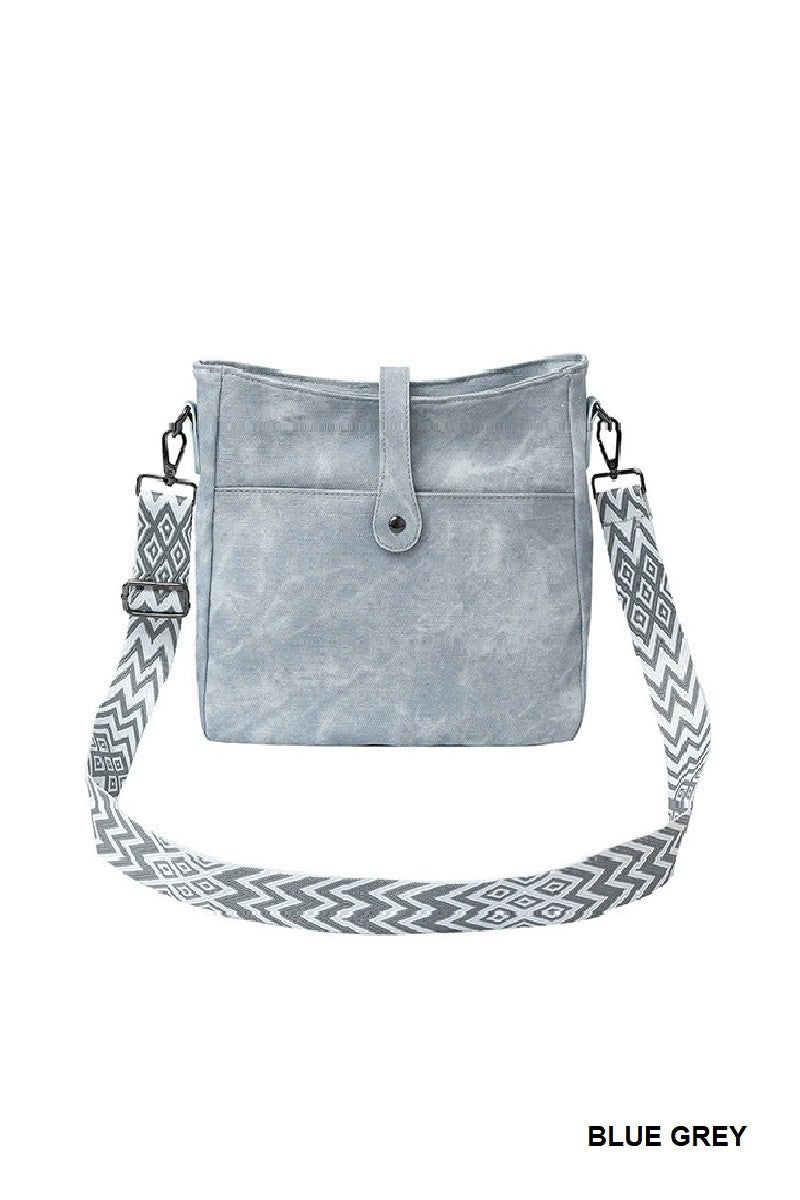 Distressed Faux Leather Crossbody Messenger Bag
