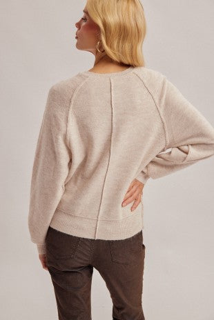 Raglan Sleeve Button Up Henley Sweater