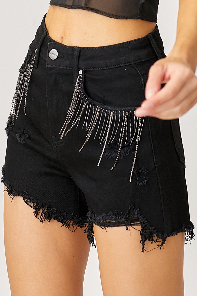 High Rise Rhinestone Shorts