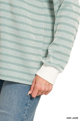 Raised Ribbed Striped Long Sleeve
