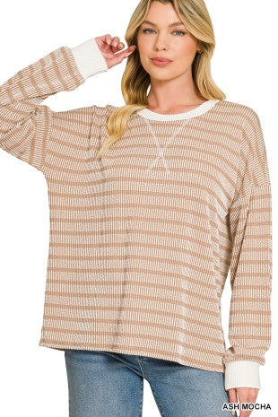 Raised Ribbed Striped Long Sleeve