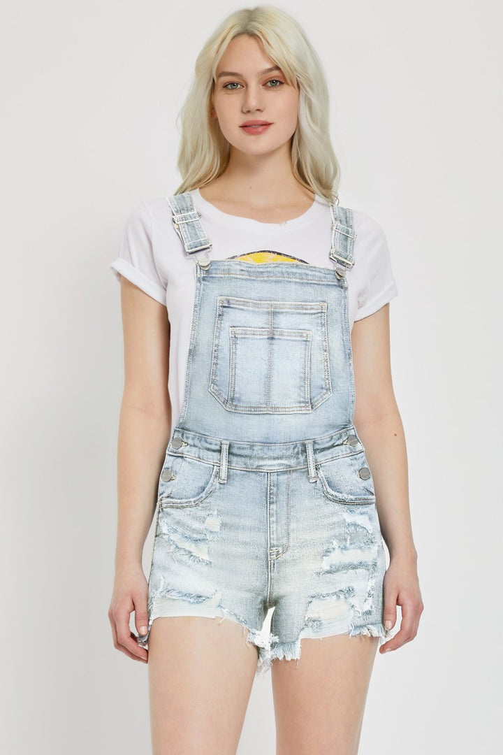 Distressed Stretchy Overalls