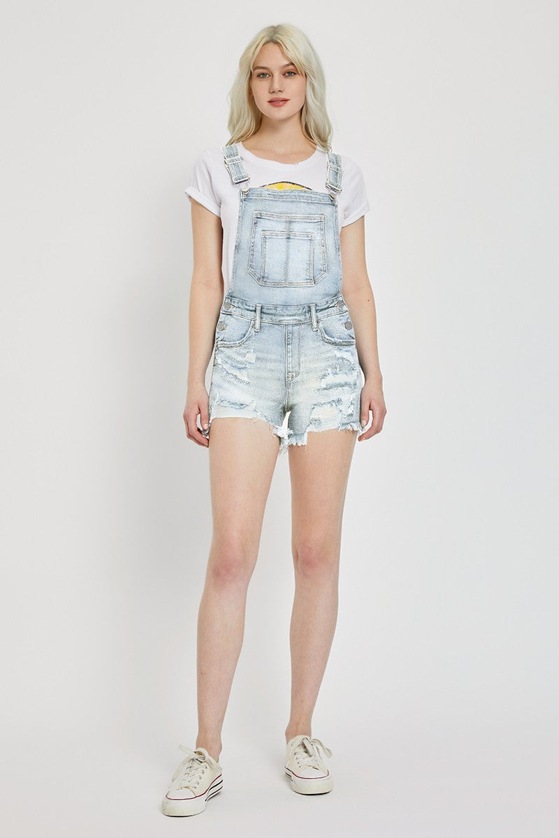 Distressed Stretchy Overalls