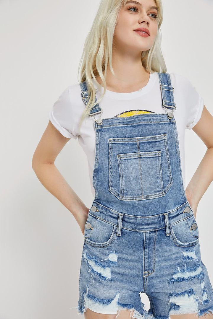 Mia Distressed Shorts Overalls