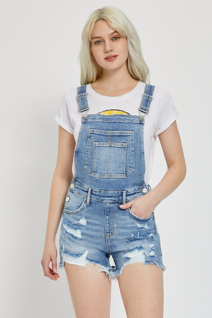 Mia Distressed Shorts Overalls