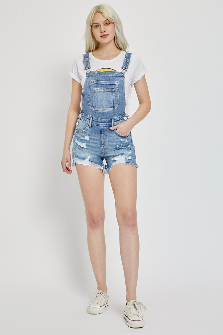 Mia Distressed Shorts Overalls