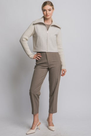 Knit Contrast Long Sleeve Jacket