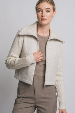 Knit Contrast Long Sleeve Jacket