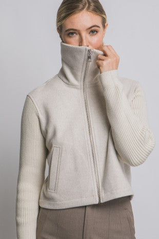 Knit Contrast Long Sleeve Jacket
